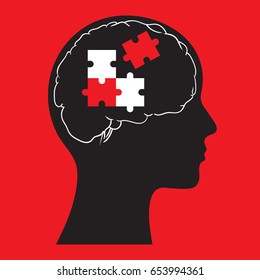 Man and thinking of jigsaw, Vector illustration