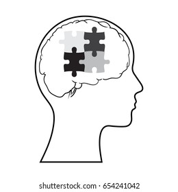 Man and thinking of jigsaw, Vector illustration