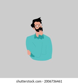 Man thinking on a light background, thinks, thinks, imagines, vector illustration