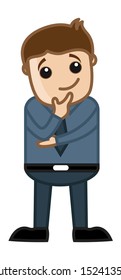 Man Thinking on a New Idea and Plan - Office Corporate Cartoon People
