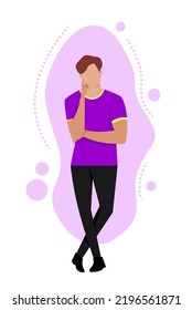 man is thinking pensively. serious thinking man. graphic illustration