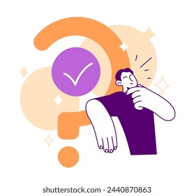 Man is thinking, question mark