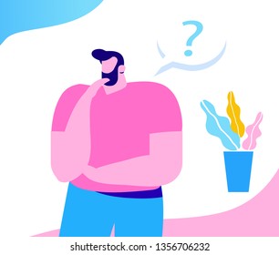 	
Man is thinking. Question mark. Flat Vector illustration in cartoon style