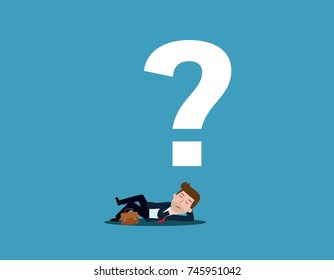 Man is thinking. Question mark. 
Vector flat cartoon character icon design illustration style.