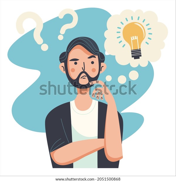 Man Thinking Question Mark Vector Illustration Stock Vector (Royalty ...