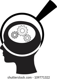 Man and thinking, robot mechanisms and gears