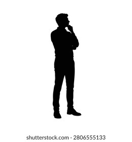 Man thinking silhouette vector flat illustration design.