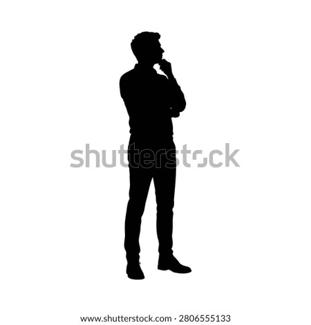 Man thinking silhouette vector flat illustration design.