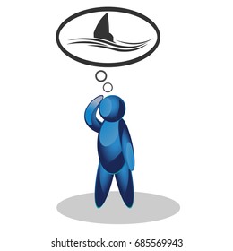 man is thinking. sinking ship. people symbol. vector illustration