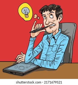 A man is thinking of some ideas.