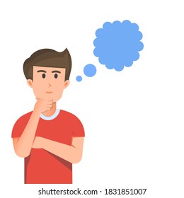 A man is thinking something with an empty bubble