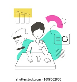 A man Thinking something with outline vector style 