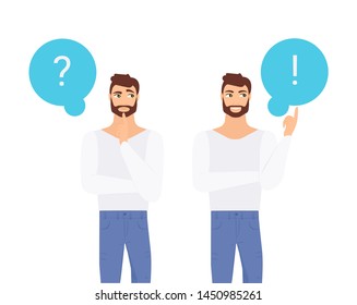 Man is thinking. Man with speach bubble . Vector illustration