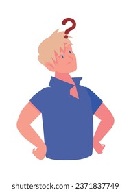 man thinking standing illustration isolated