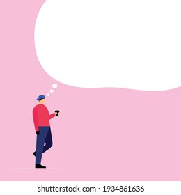 Man thinking while drinking coffee illustration