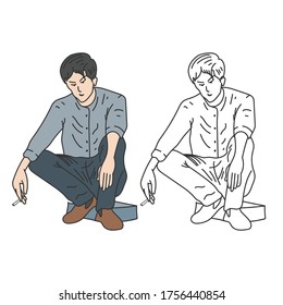 a man is thinking while smoking