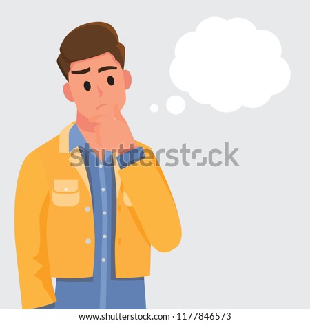 Man is thinking.concept cartoon illustration.