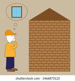 A man thinks about building a house