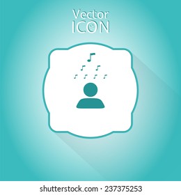 Man thinks about the dollar. Person icon over his head musical note icon. Flat Design Style. Made in vector