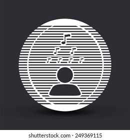 Man thinks about the dollar. Person icon over his head musical note icon. Flat Design Style. Made in vector