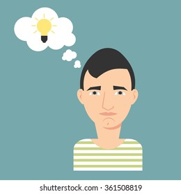 man thinks about the idea, illustration