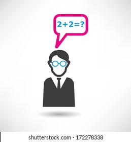 Man thinks about mathematics .  concept icon