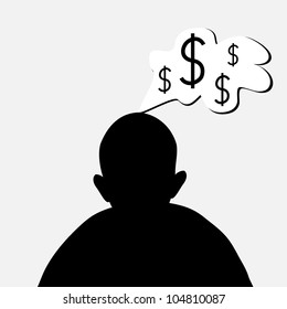 The man thinks about money. the concept of a business plan.