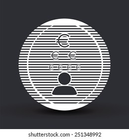 Man thinks about the money icon. Flat Design Style. Made in vector illustration