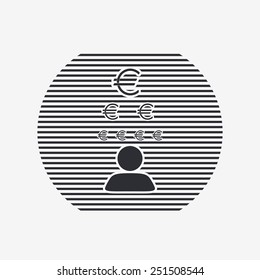Man thinks about the money icon. Flat Design Style. Made in vector illustration