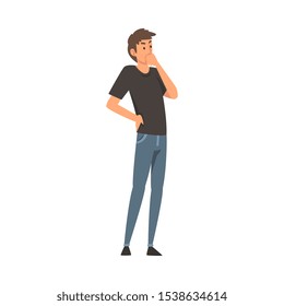 Man thinks about something cartoon vector illustration