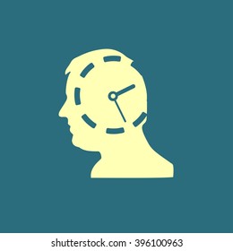 Man thinks about time . Businessman concept icon