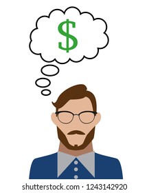 man thinks of dollar