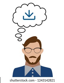 man thinks of download