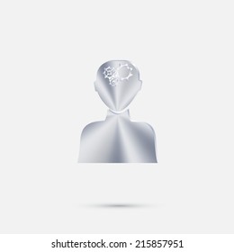 man thinks, the gears in head