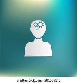 man thinks, the gears in head