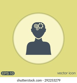 man thinks, the gears in head