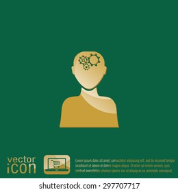 man thinks, the gears in head