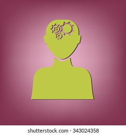 man thinks, the gears in head