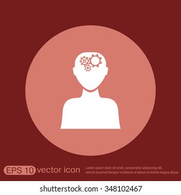 man thinks, the gears in head