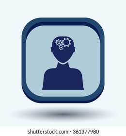 man thinks, the gears in head