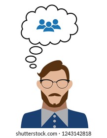 man thinks of group