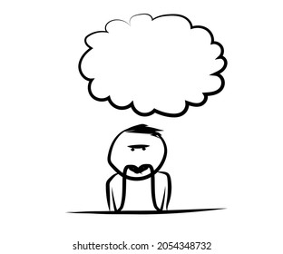 Man thinks over isolated background. Sketch. Vector illustration.