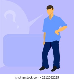 Man thinks with question mark. Flat style. 
Vector illustration