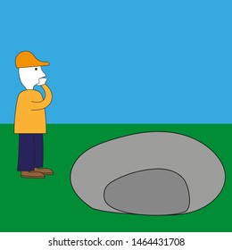 Man thinks standing by the pit