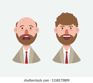 Man thinning hair solution before after. Vector illustration, icon.