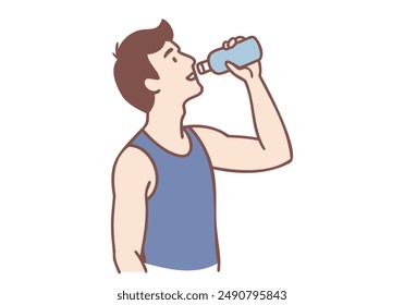 man thirsty from heat of the summer sun. man feels so thirsty because of hot weather. Hand drawn style vector design illustrations.