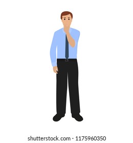 Man thought about new ideas. businessman on a white background