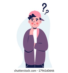 Man thought about new ideas. Flat design vector illustration