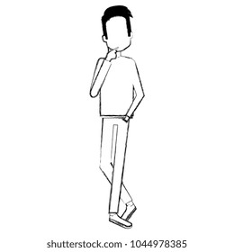 man in thoughtful pose avatar character