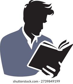 A man in a thoughtful pose reading a book, conveying a sense of intellectual pursuit and relaxation.